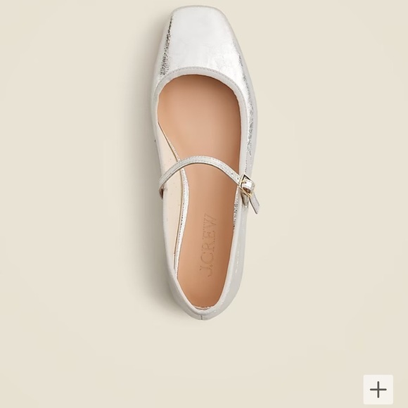 J. Crew Shoes - J Crew Quinn square-toe Mary Jane flats in crinkled metallic leather CC025